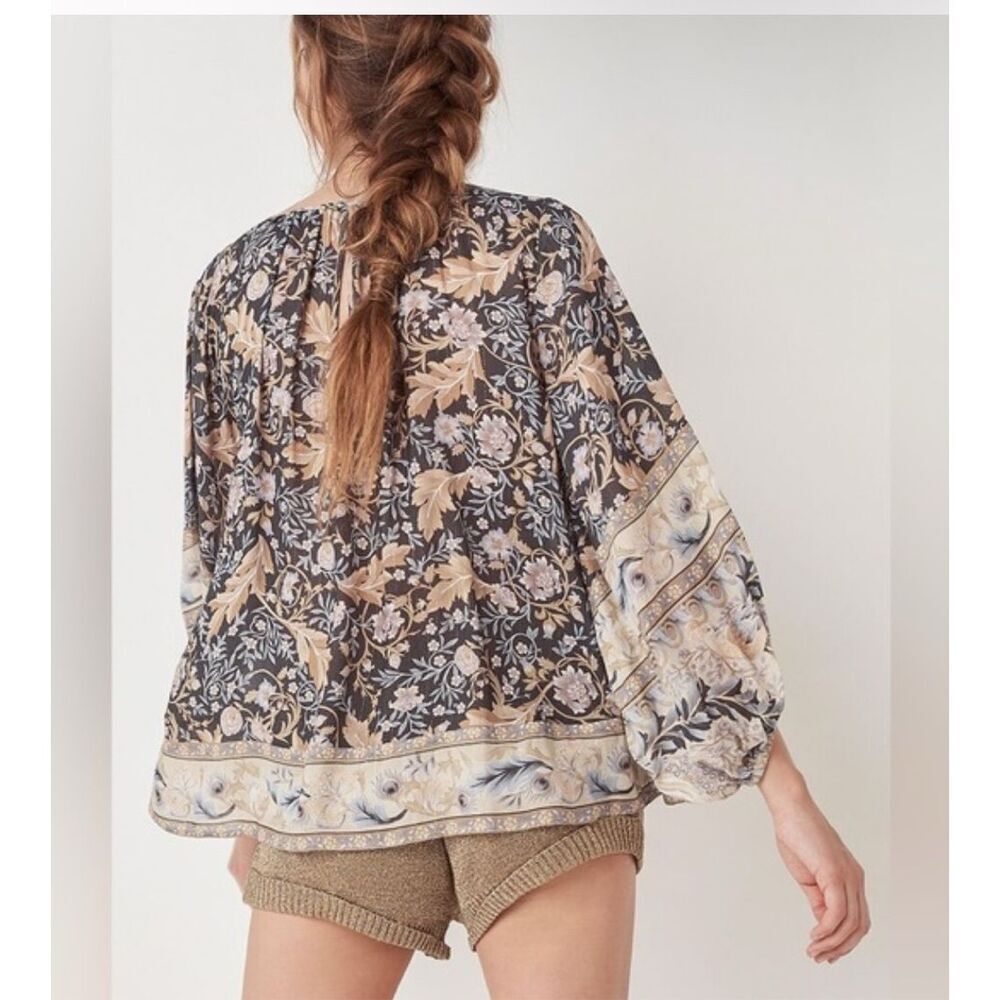 Spell & the Gypsy Oasis blouse in nightshade ballon sleeve metallic boho oversiz - Picture 6 of 13